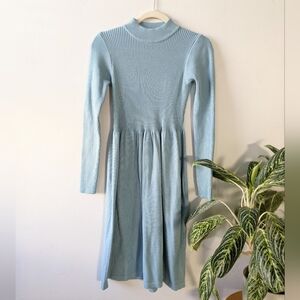 Light Blue Ribbed Knit Dress